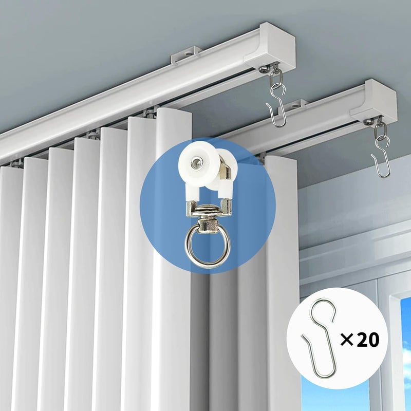 TSBSHum TSBS 20 Pack Ceiling Curtain Rollers, Sliding Track Gliders with Wheel Roller, Ideal for Room and RV Dividers - Image 4